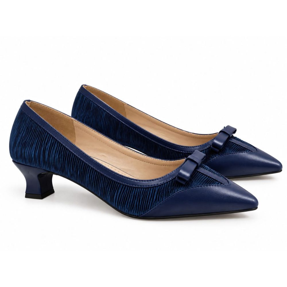 Navy Blue Classic Bow Pumps