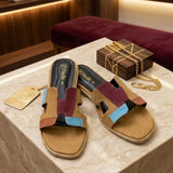 Mustard Colorblock Suede Slide