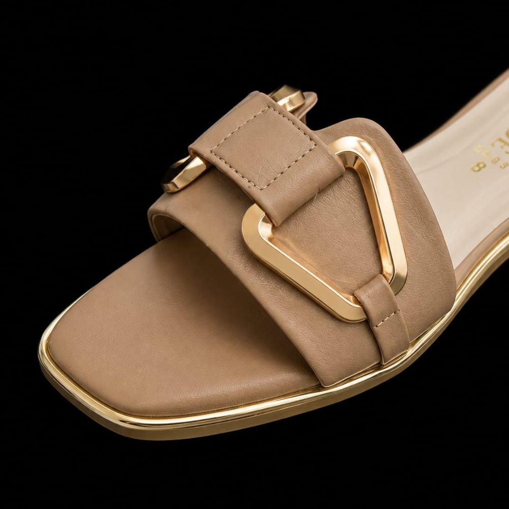 Light Brown Buckle-Strap Open-Toe