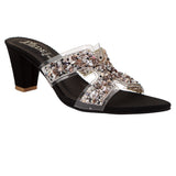 Black Stone-Embellished Heels