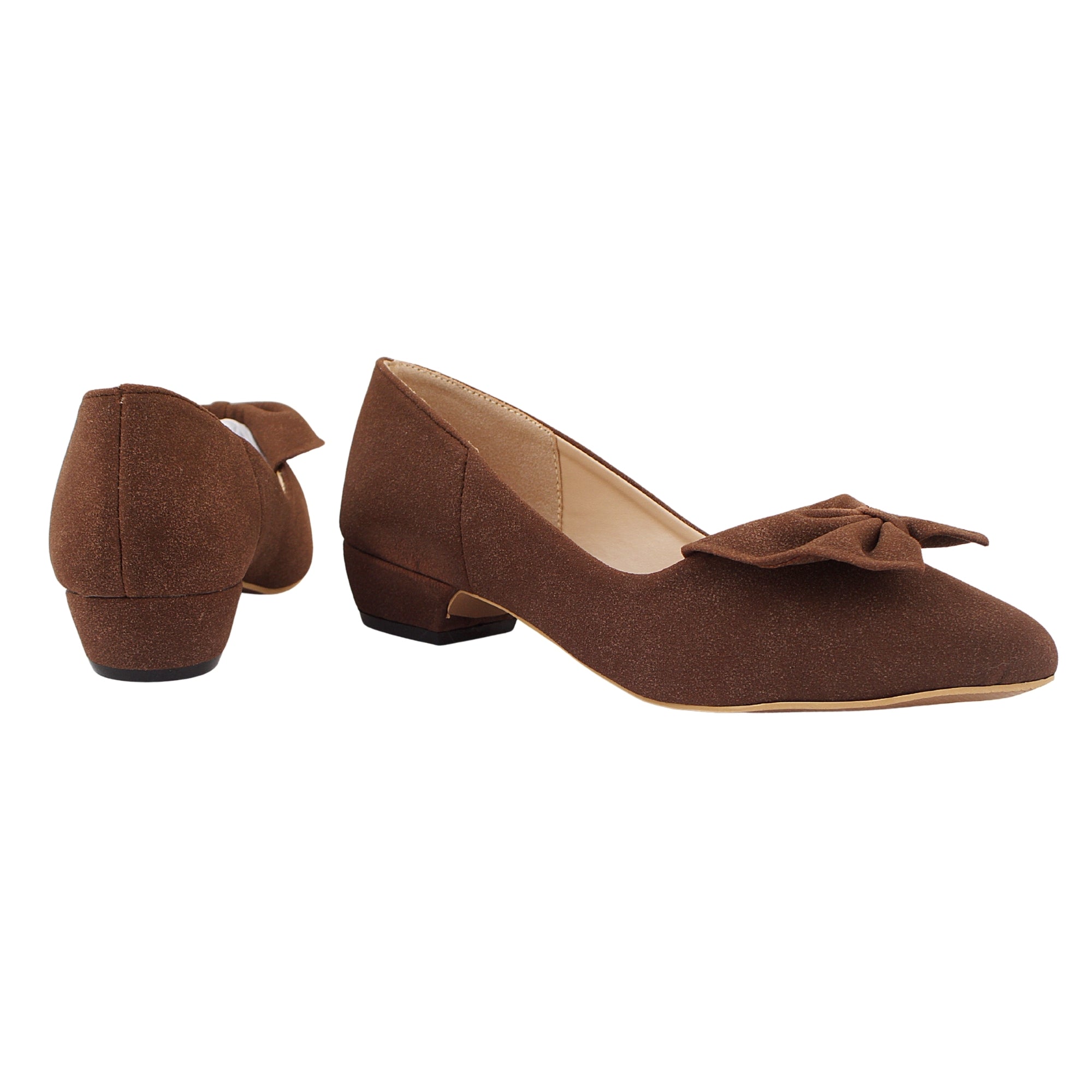 Brown Suede Bow Pumps