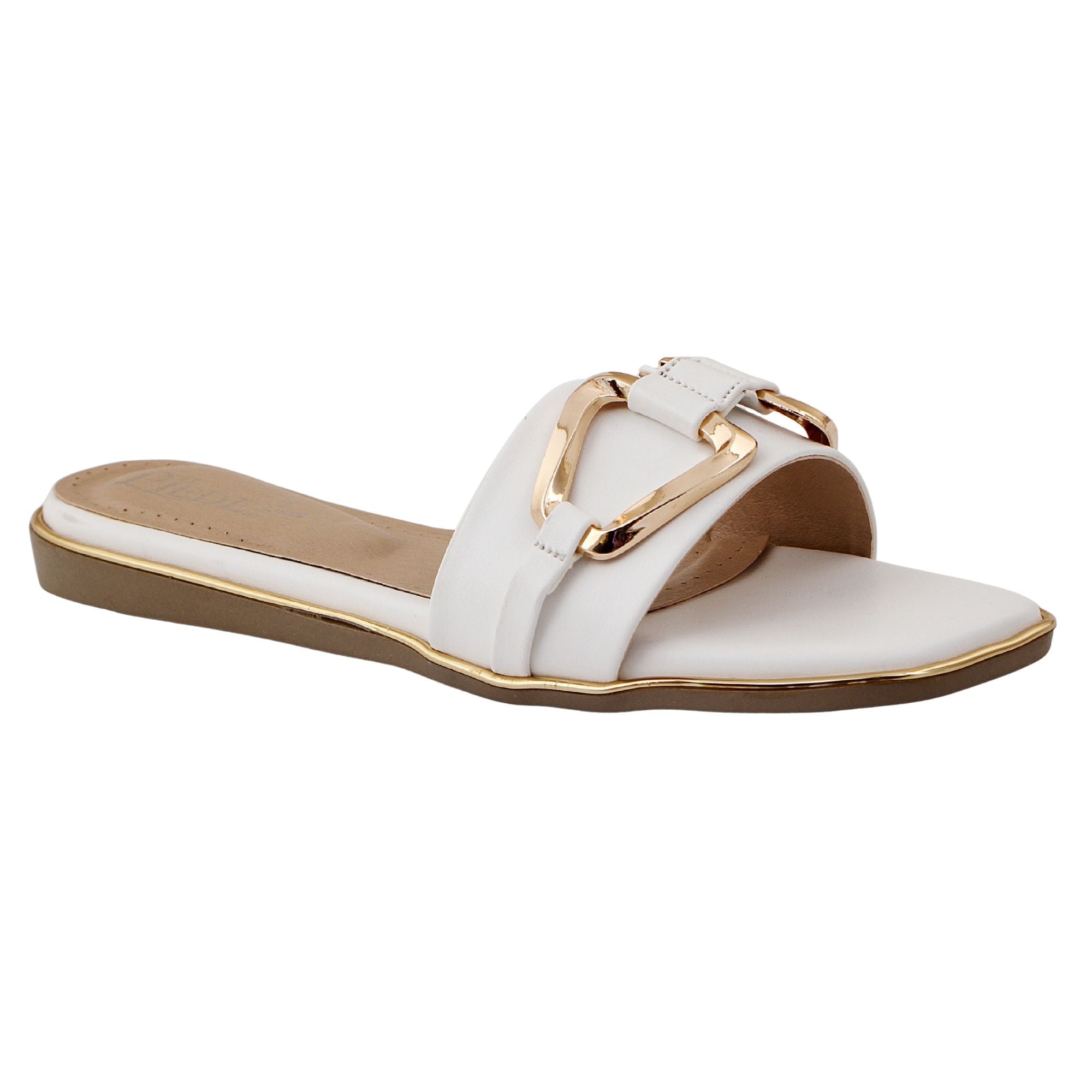 White Buckle-Strap Open-Toe