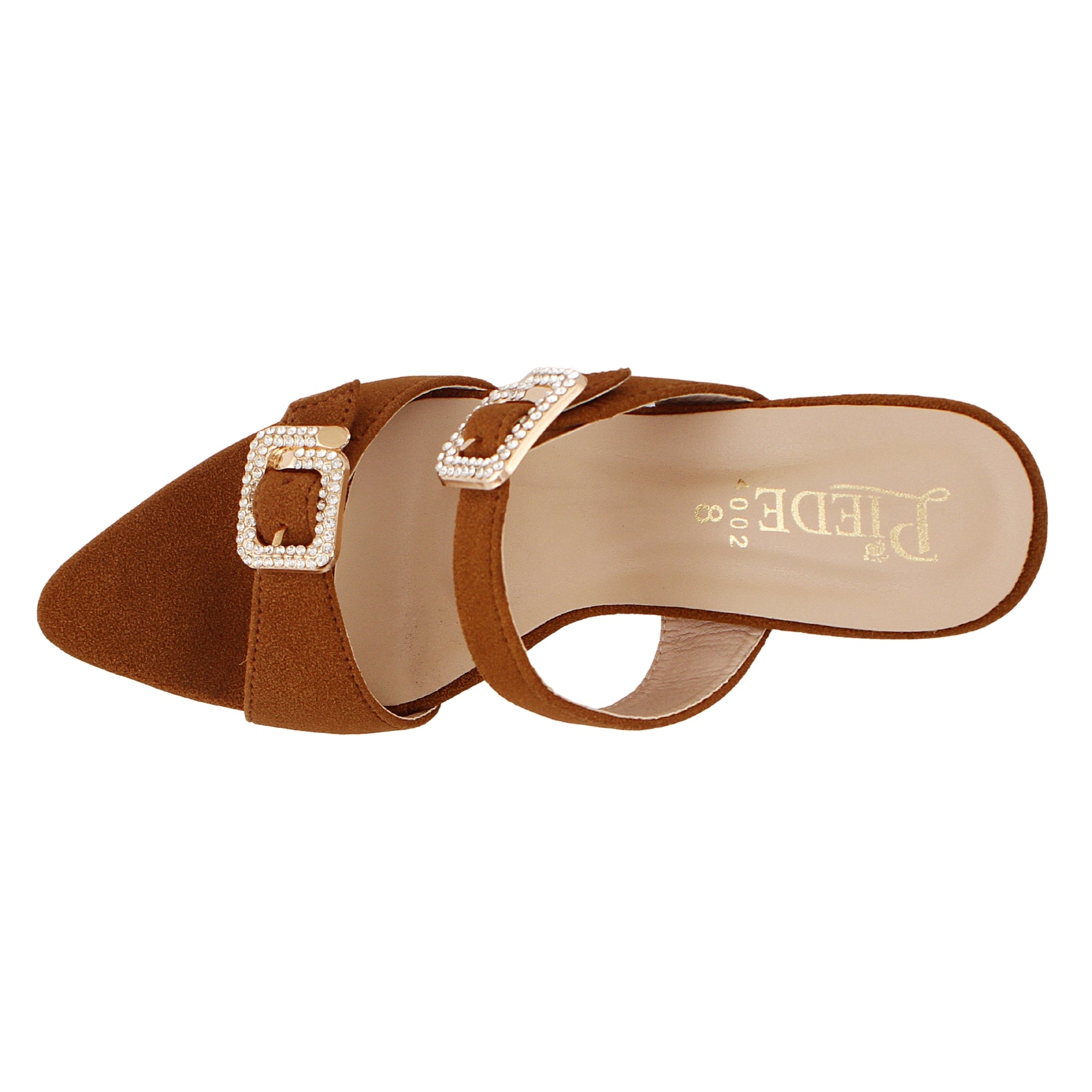 Camel Brown Suede Buckle Heels