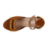 Light Brown Heels With Gold Straps
