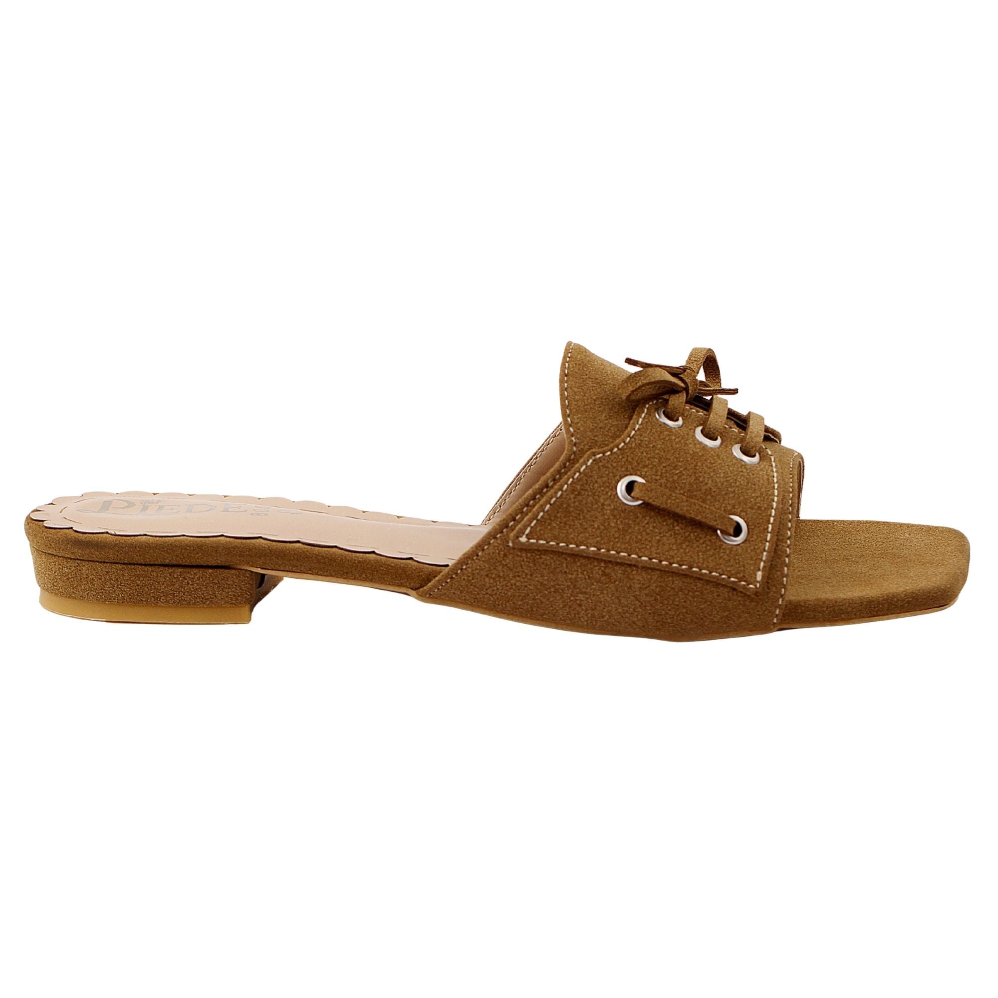 Brown Lace-Up Suede Flat