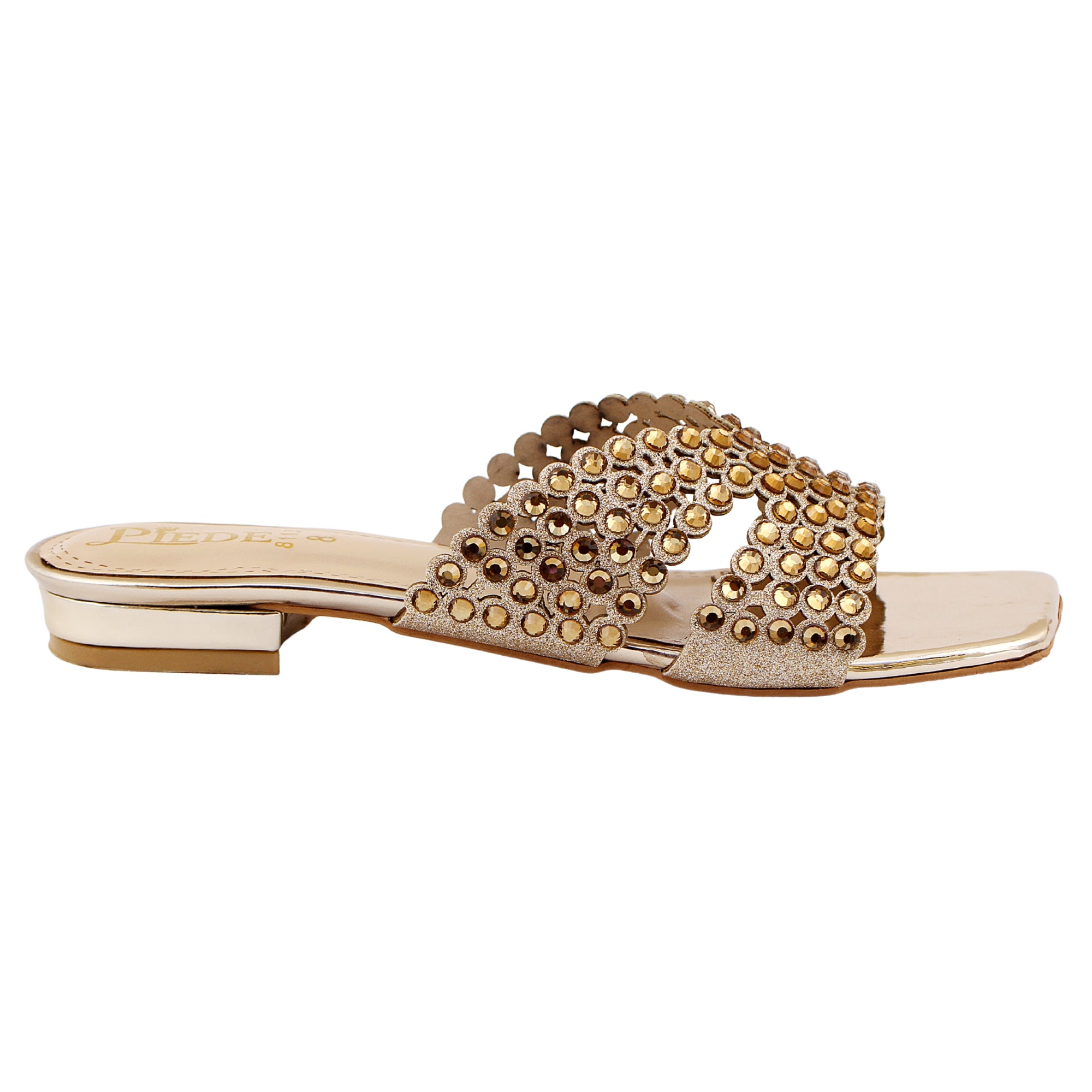 Golden Stone-Embellished Flats