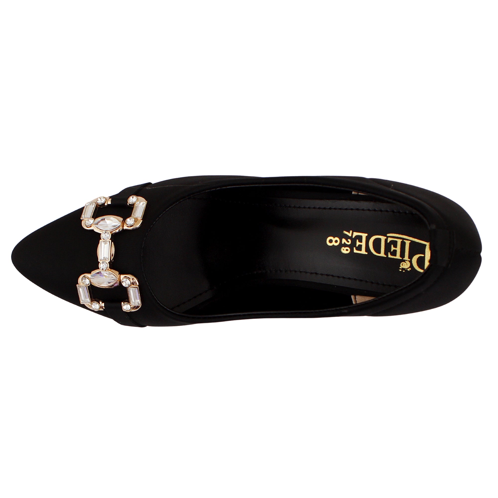 Black Pointed Toe Pumps with Gold Buckle