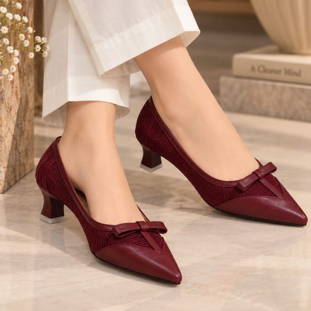 Maroon Classic Bow Pumps