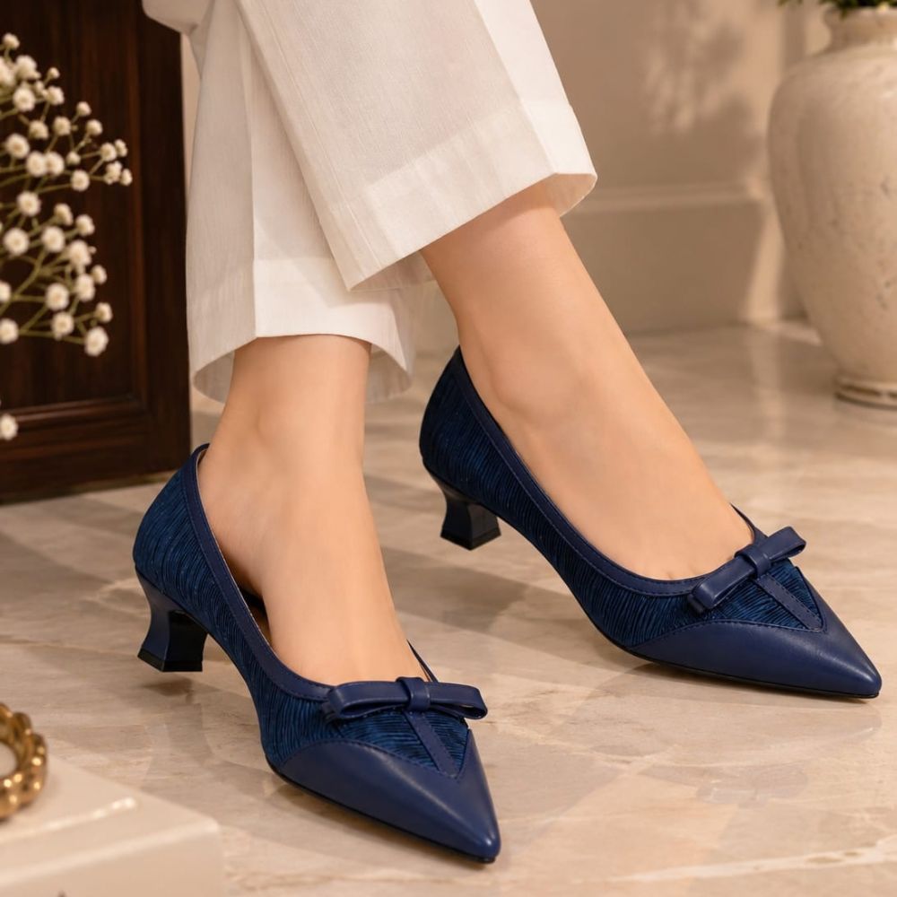 Navy Blue Classic Bow Pumps