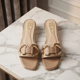 Light Brown Buckle-Strap Open-Toe