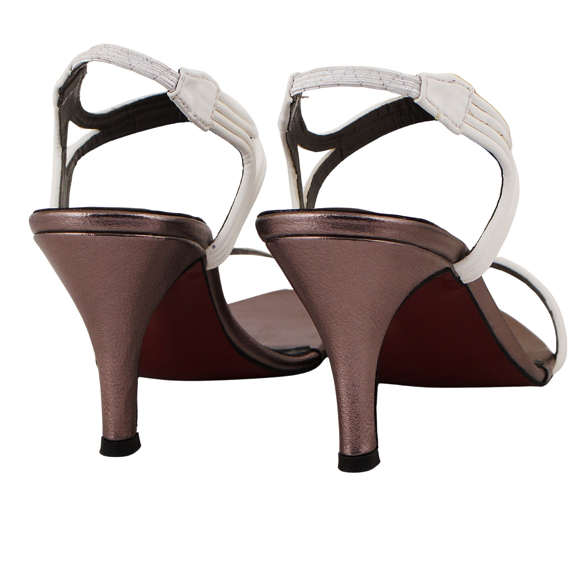 Grey White Strappy French Heel