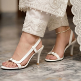 White Buckled Slingback Heels
