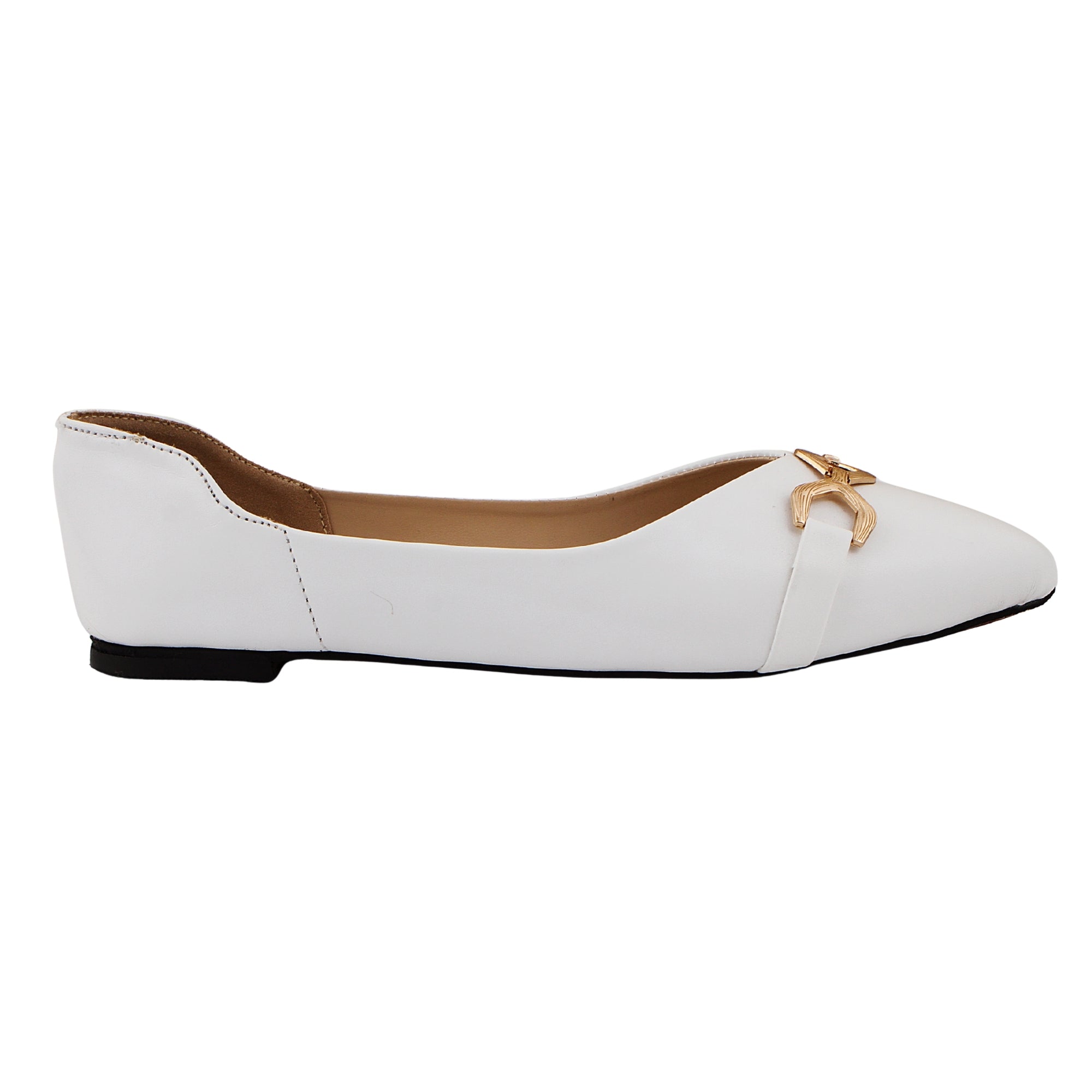 White Pointed Toe Slip-On Pumps