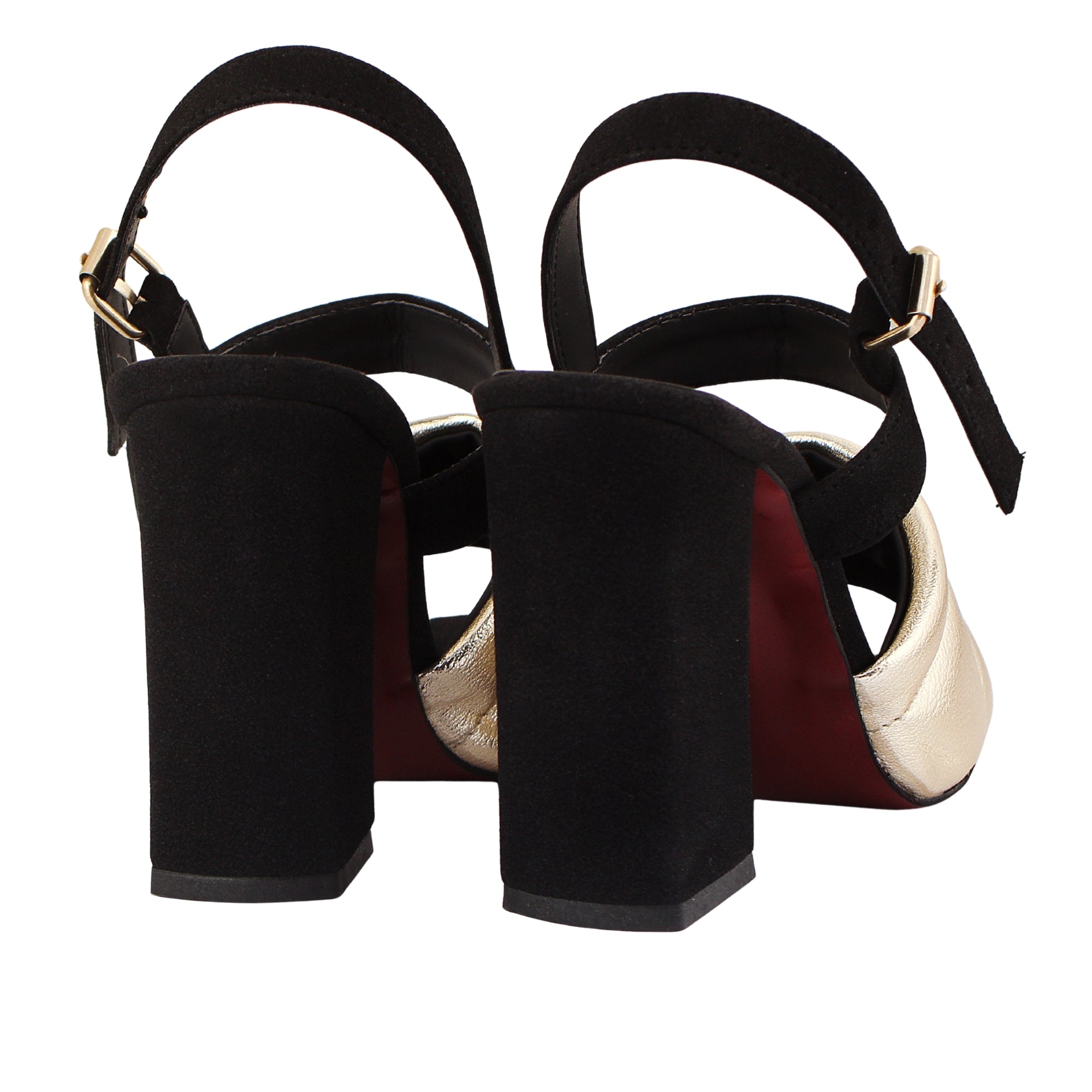 Golden Puffy Strap High-Heeled Sandals