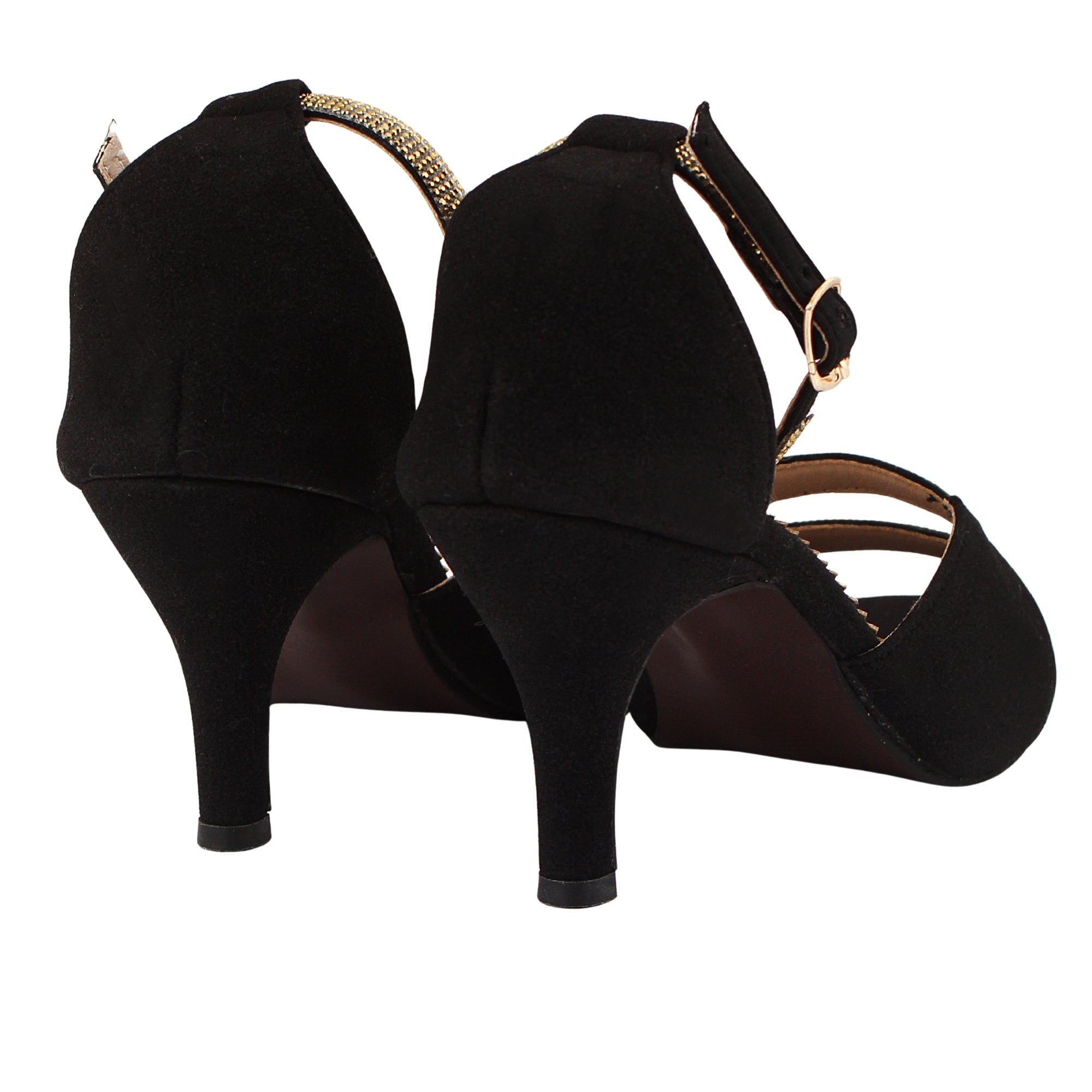 Black Heels With Gold Straps