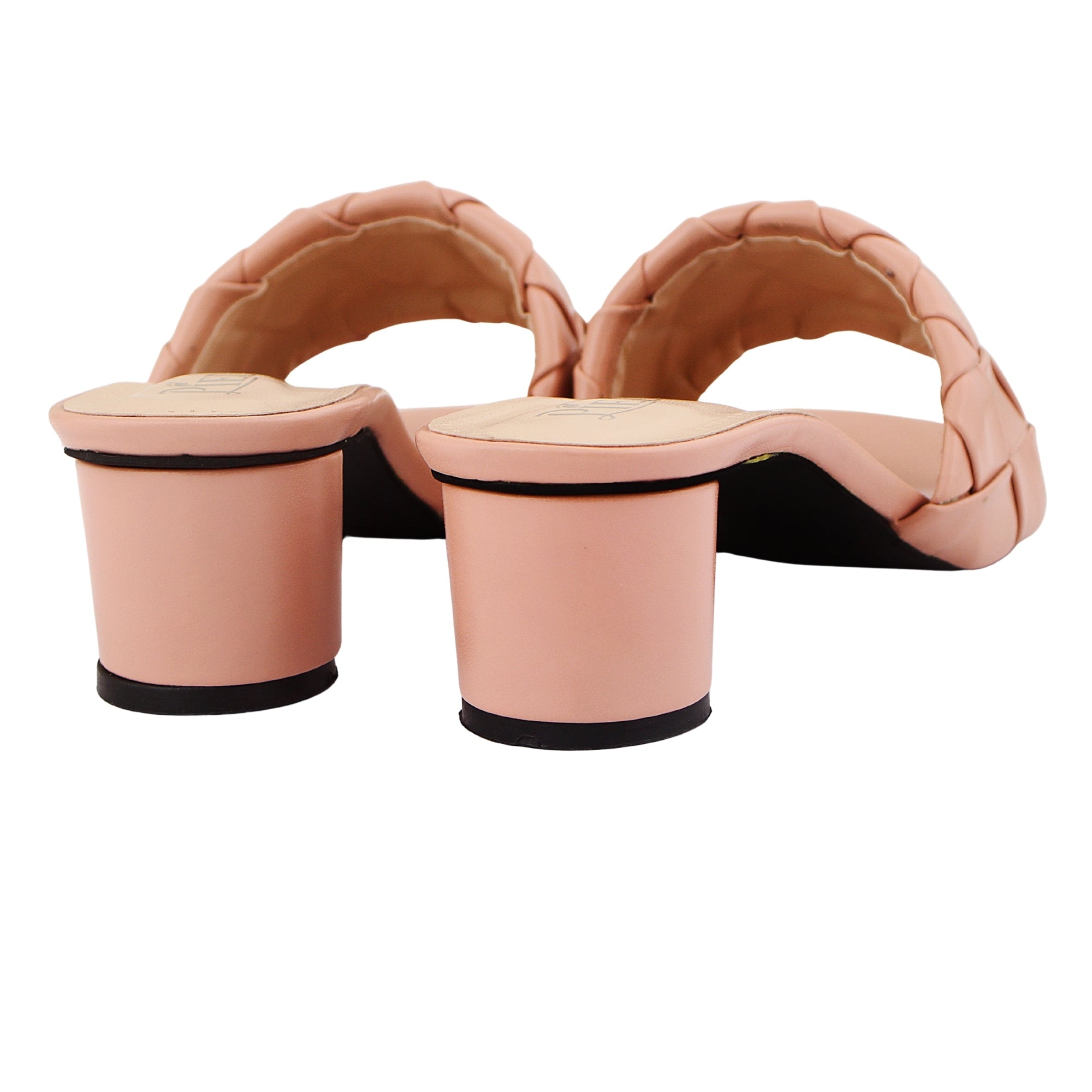 Peach Woven Square-Toe Heels