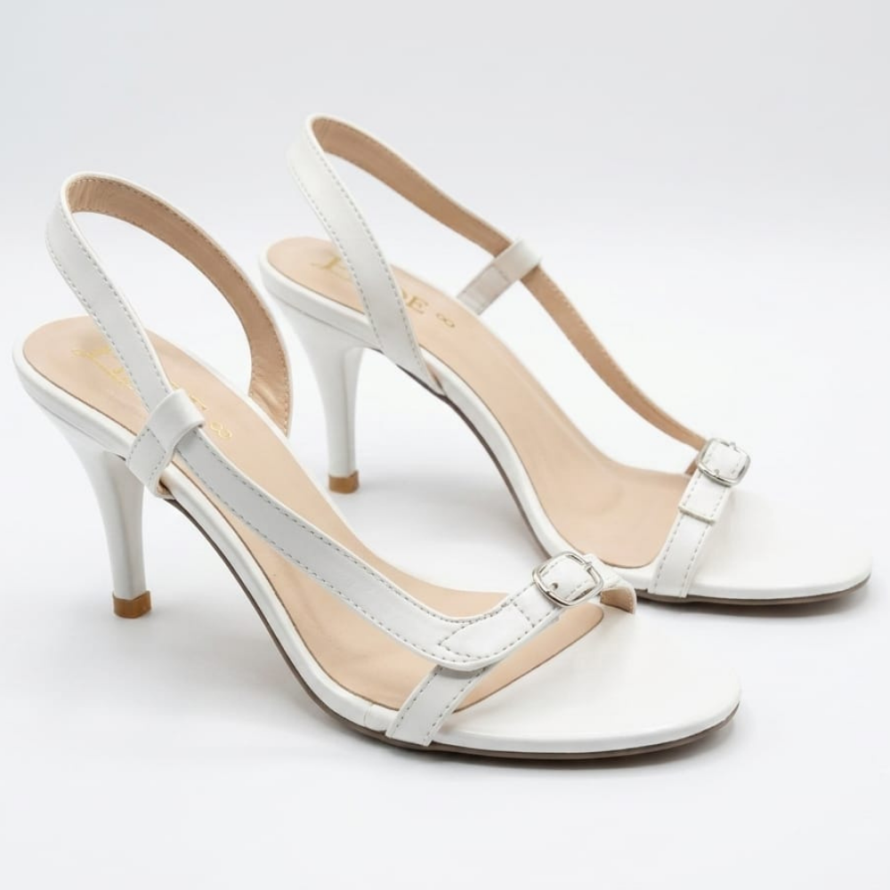 White Buckled Slingback Heels