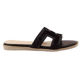 Black Textured H-Strap Flat