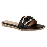 Black Buckle-Strap Open-Toe