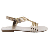 White Caged Metallic Flat Sandal
