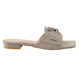 Grey Lace-Up Suede Flat