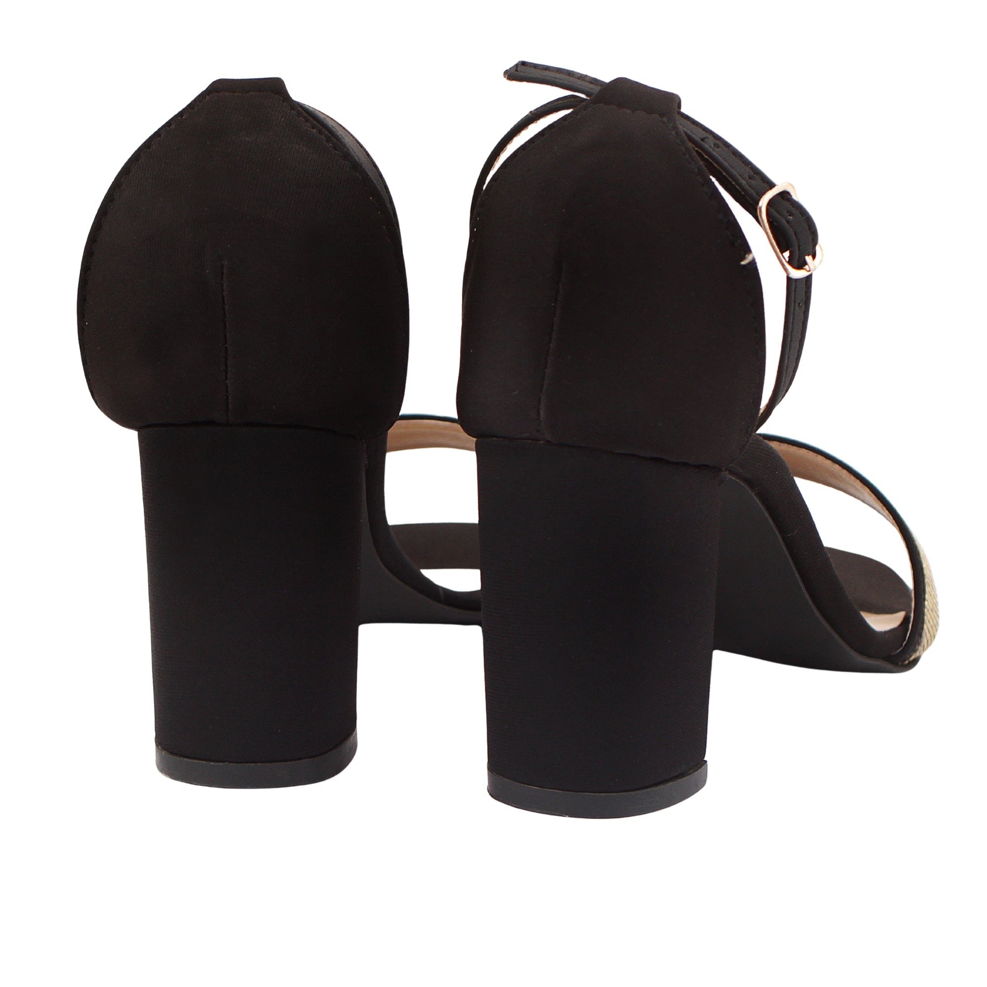 Black Ornamented Heels Sandal