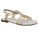 White Caged Metallic Flat Sandal