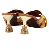 Camel Velvet Criss-Cross Jewelled Heel