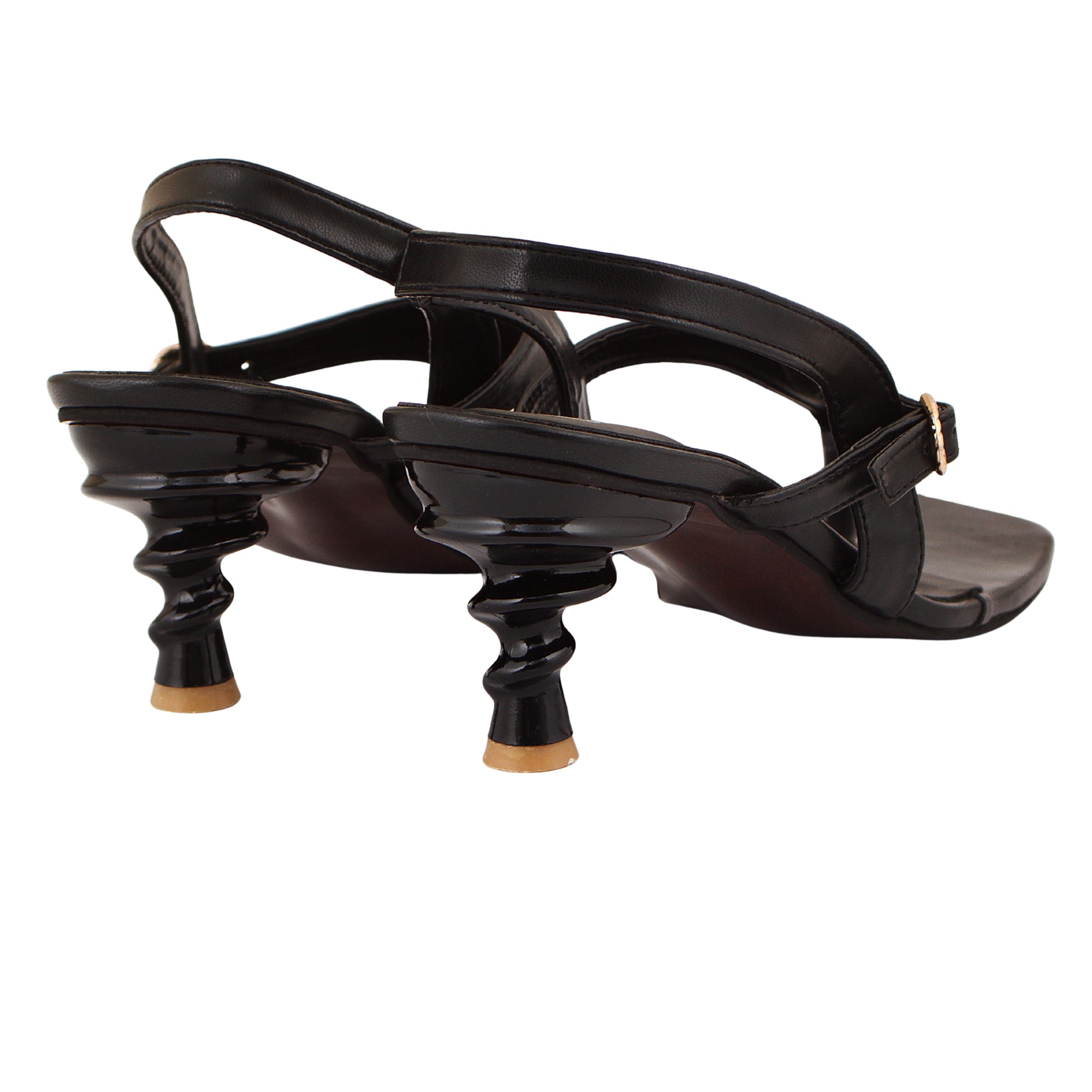 Black Slingback Buckle Sandals