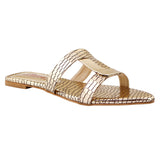 Golden Croc-Pattern Slides