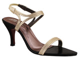 Black Golden Strappy French Heel