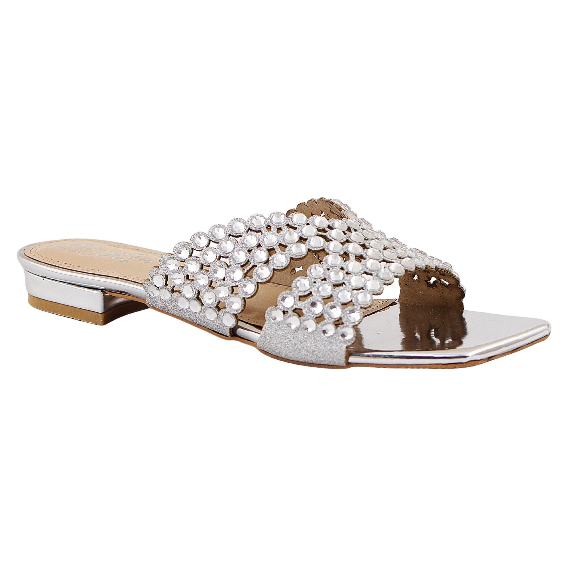 Silver Stone-Embellished Flats