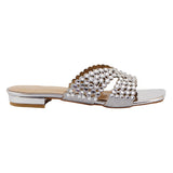 Silver Stone-Embellished Flats