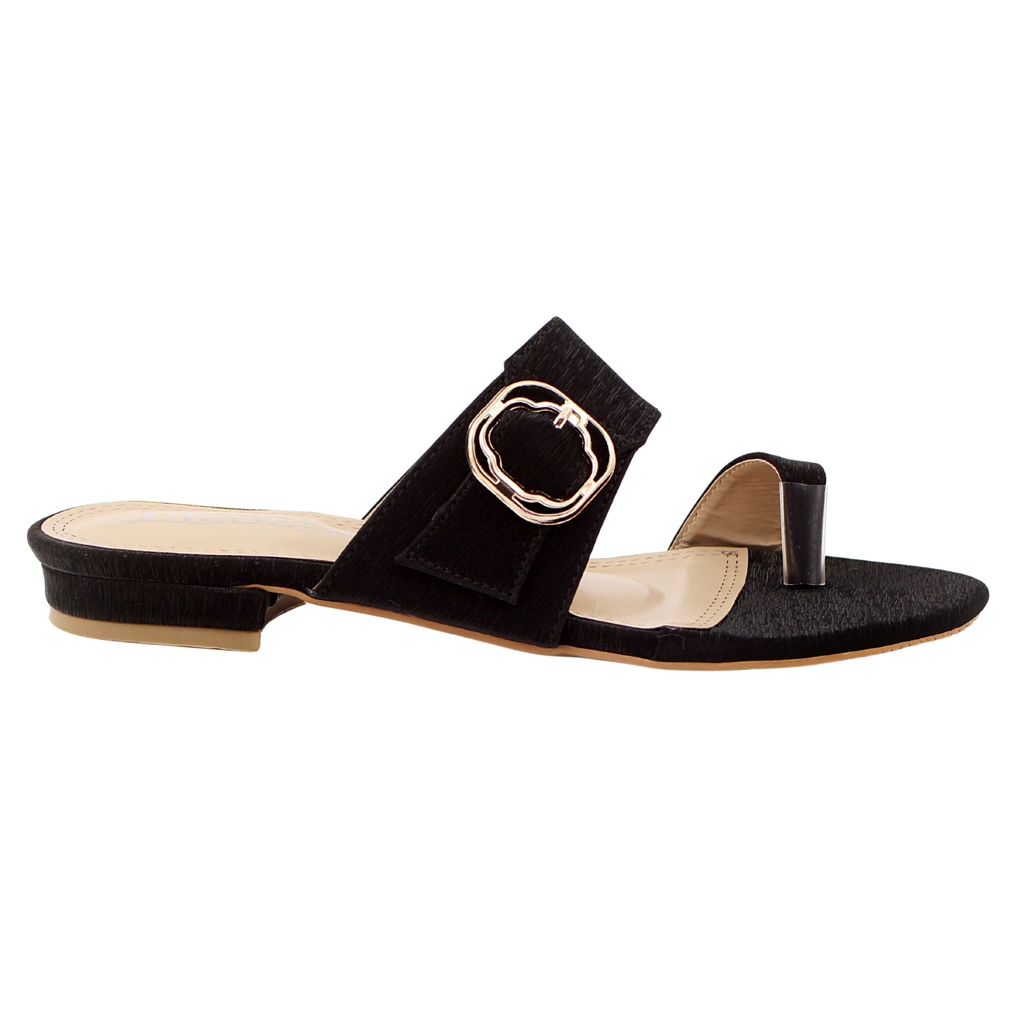 Black Toe Loop Flats