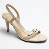 Cream Buckled Slingback Heels