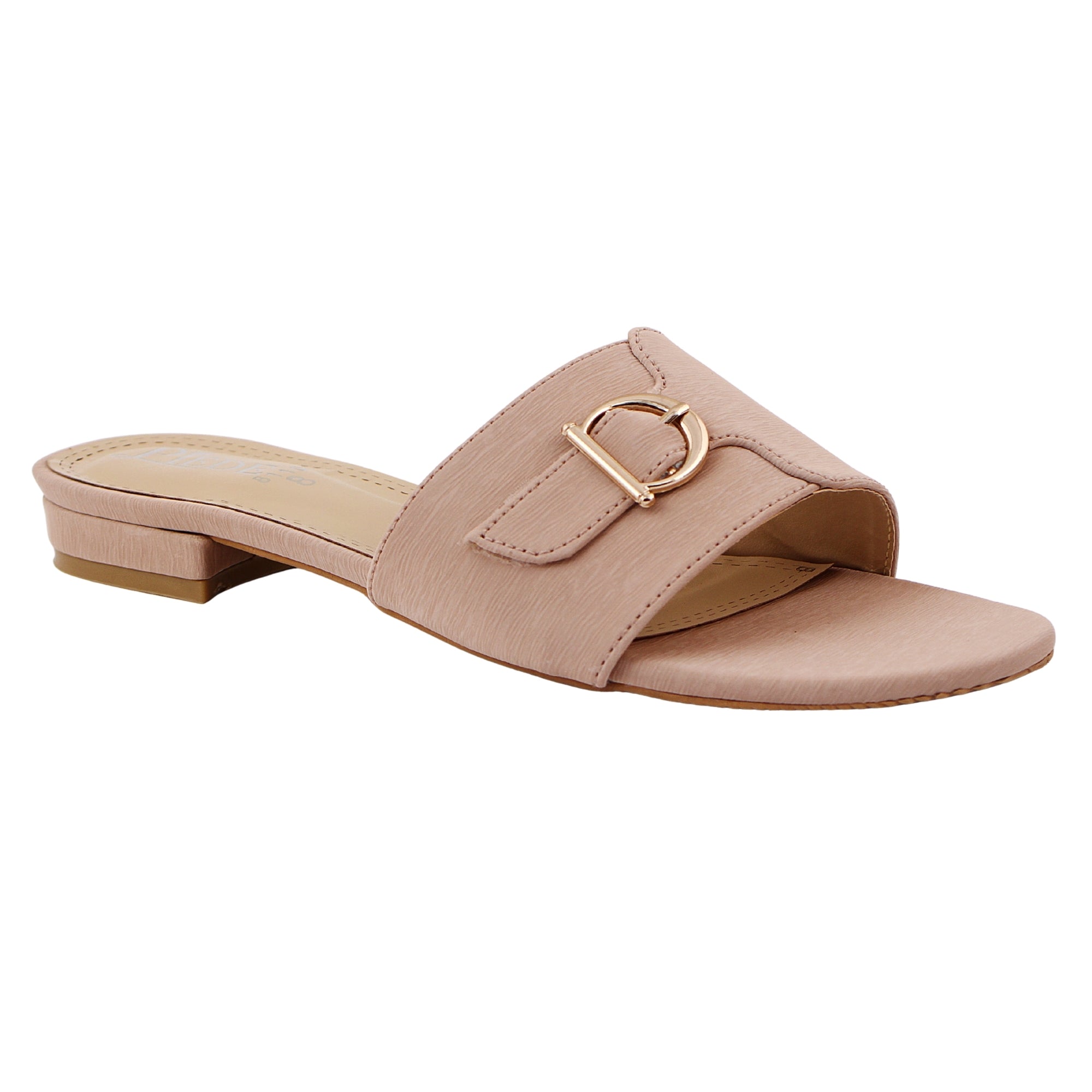 Beige D-Ring Buckle Flat