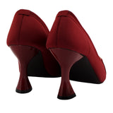Maroon Pointed Toe Pumps with Gold Buckle