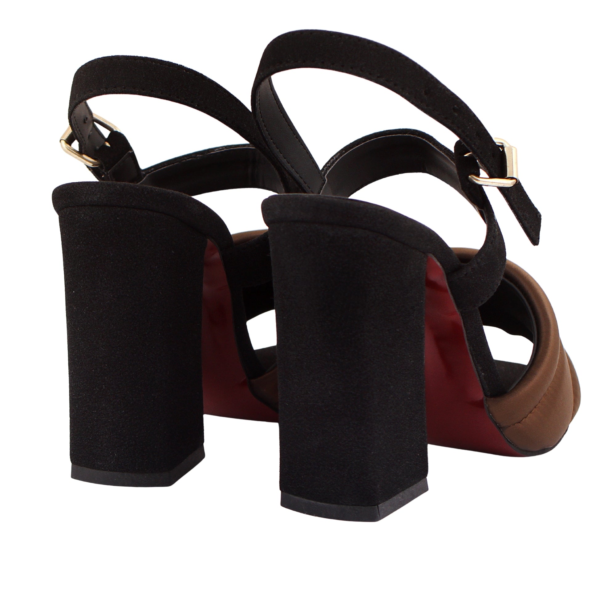 Brown Puffy Strap High-Heeled Sandals