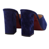 Navy Blue Suede Block Heels