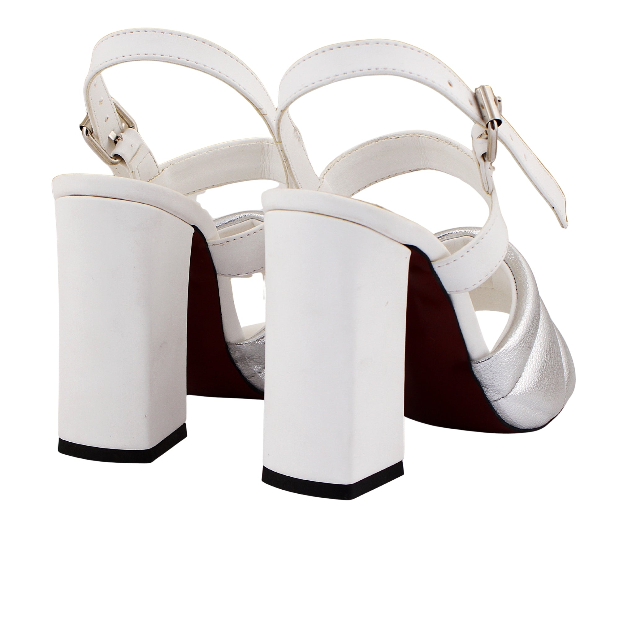 Silver Puffy Strap High-Heeled Sandals
