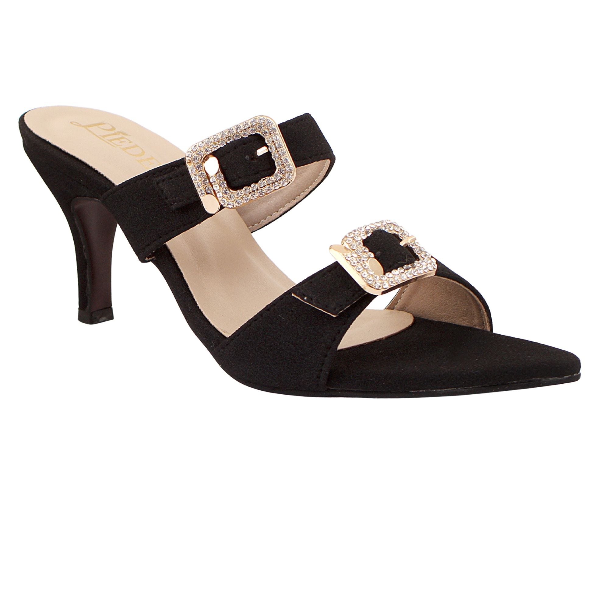 Black Suede Buckle Heels