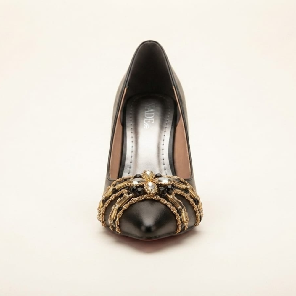 Black Handmade Stone Embelloshed Shoes