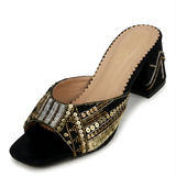 Bridal Black Zardozi Handmade Block Heels