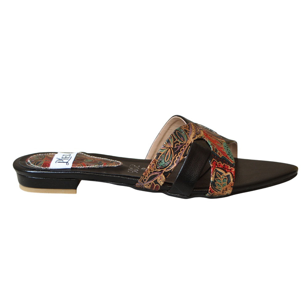 Black Cross Strap Flat