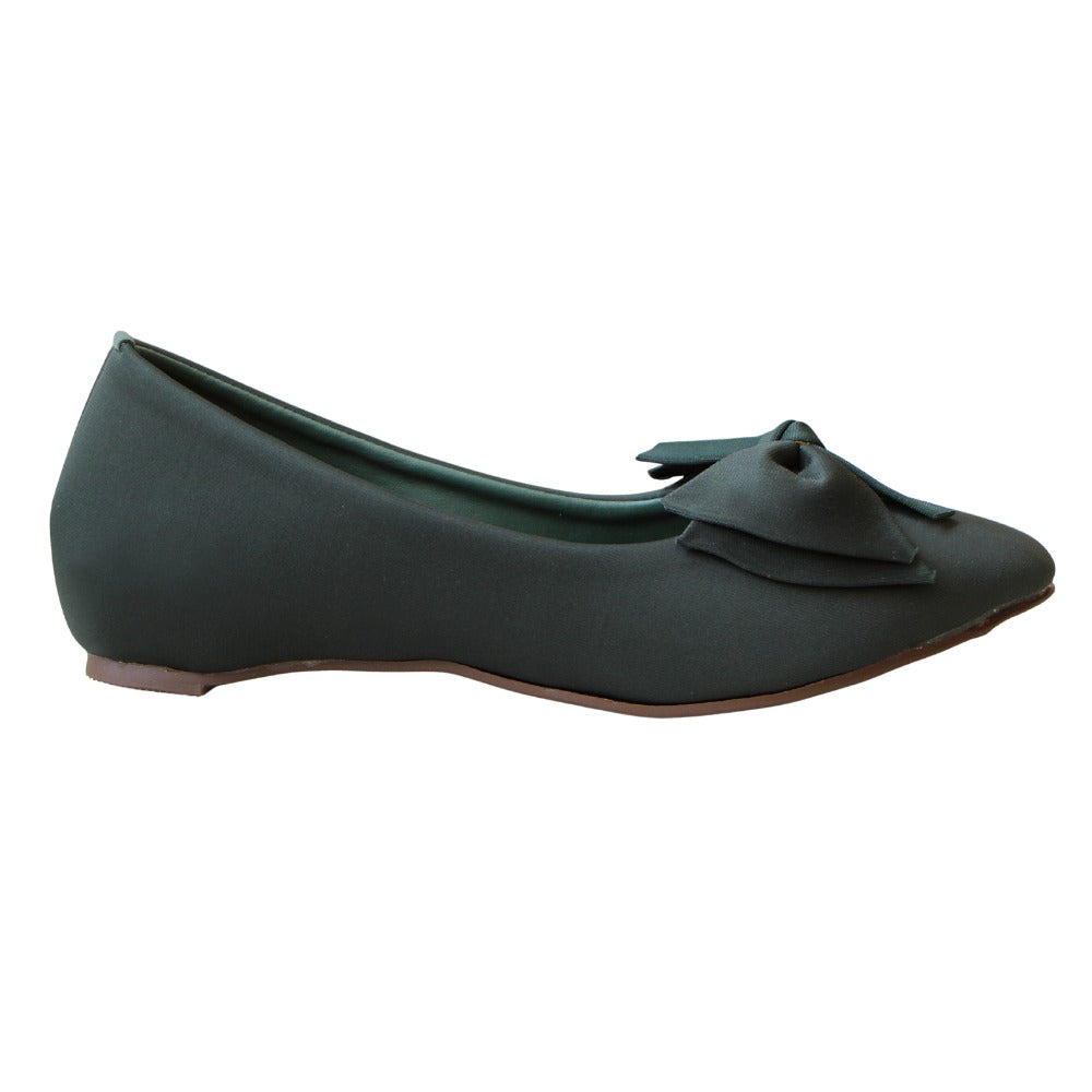 Dark green Bow Ballet Flat Pumps