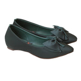 Dark green Bow Ballet Flat Pumps