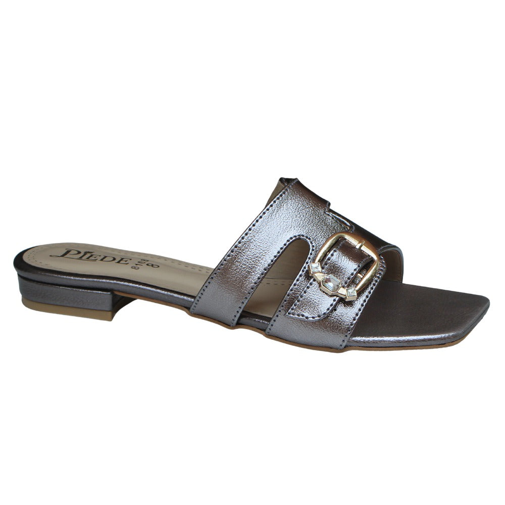 Grey Square-Toe Flats