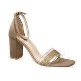 Cream Embellishment Heels Sandal