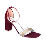 Maroon Embellishment Heels Sandal