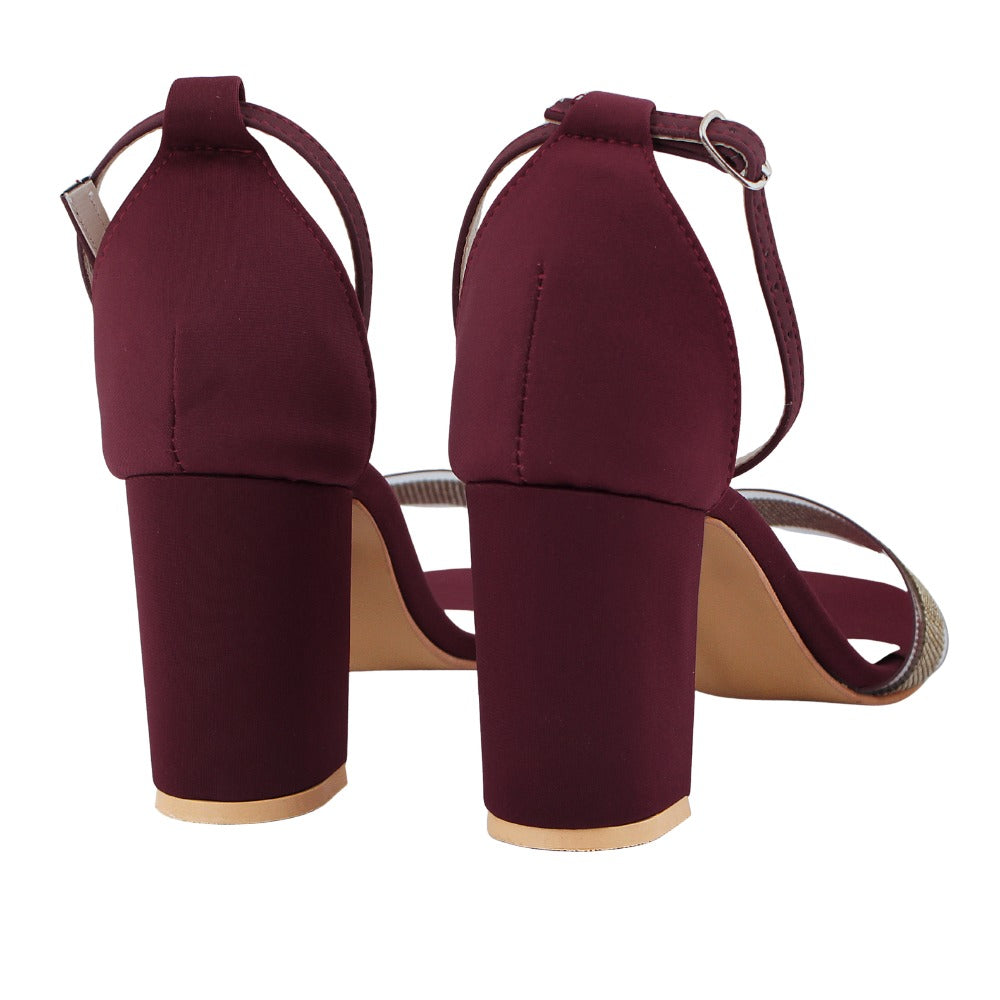 Maroon Embellishment Heels Sandal